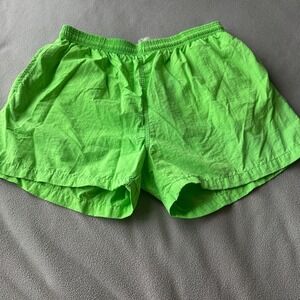 Vintage Cyrk Shorts Adult Medium Sportswear Swish Lime Neon Green Pockets 80s